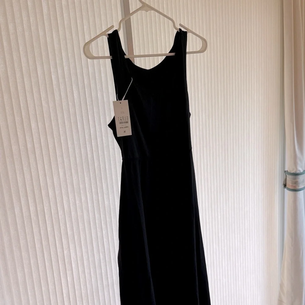 Halara Black Maxi Dress With Pockets Size Large NWT - Picture 1 of 7